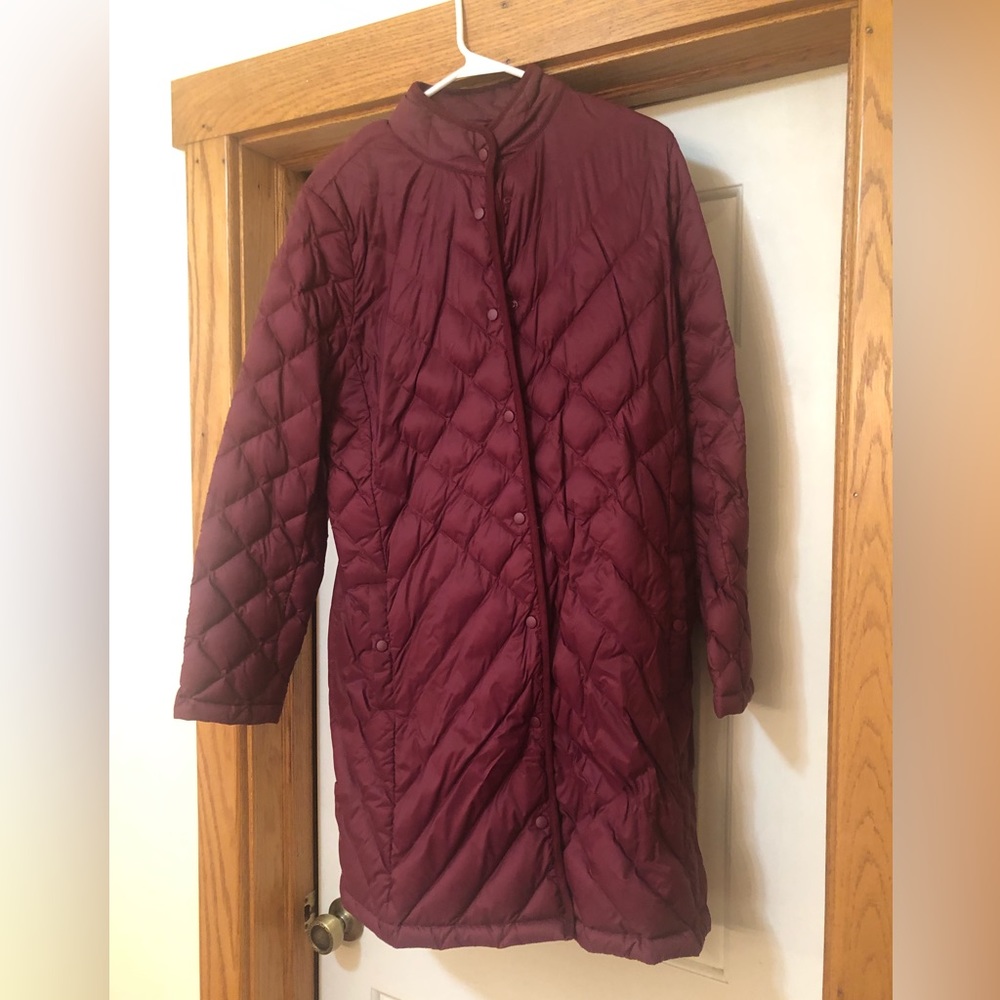 J jill Down Jacket. Cranberry/burgundy. Large